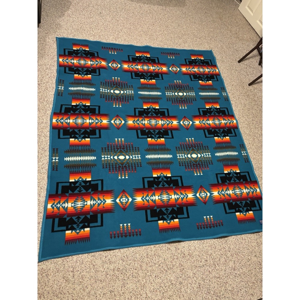 Pendleton Blanket Chief Joseph 67x79 Made In USA Turquoise
